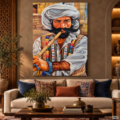 Traditional Baloch Man with Turban (Single Panel) Digital Painting Wall Art