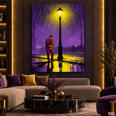 Midnight Jazz in the Rain (Single Panel) Digital Painting Wall Art