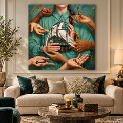 The Many Hands of Freedom (Single Panel) Digital Painting Wall Art