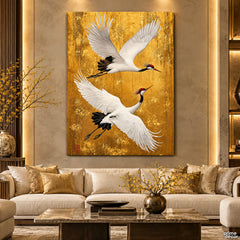 Golden Flight of Grace (Single Panel) Digital Painting Wall Art