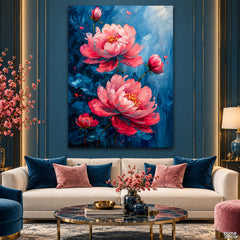 Azure Peony Dreams (Single Panel) Digital Painting Wall Art