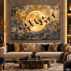 Flight Beneath the Moon (Single Panel) Digital Painting Wall Art
