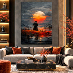 Solitude at Sunset (Single Panel) Digital Painting Wall Art