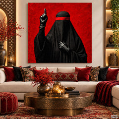 Scarlet Veiled Shahada (Single Panel) Digital Painting Wall Art