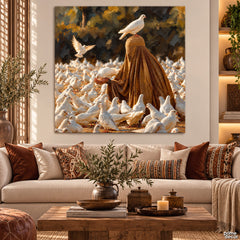 White Doves of Devotion (Single Panel) Digital Painting Wall Art