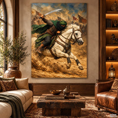 The Desert Cavalier - Warrior on a White Horse Style (Single Panel) Digital Painting Wall Art