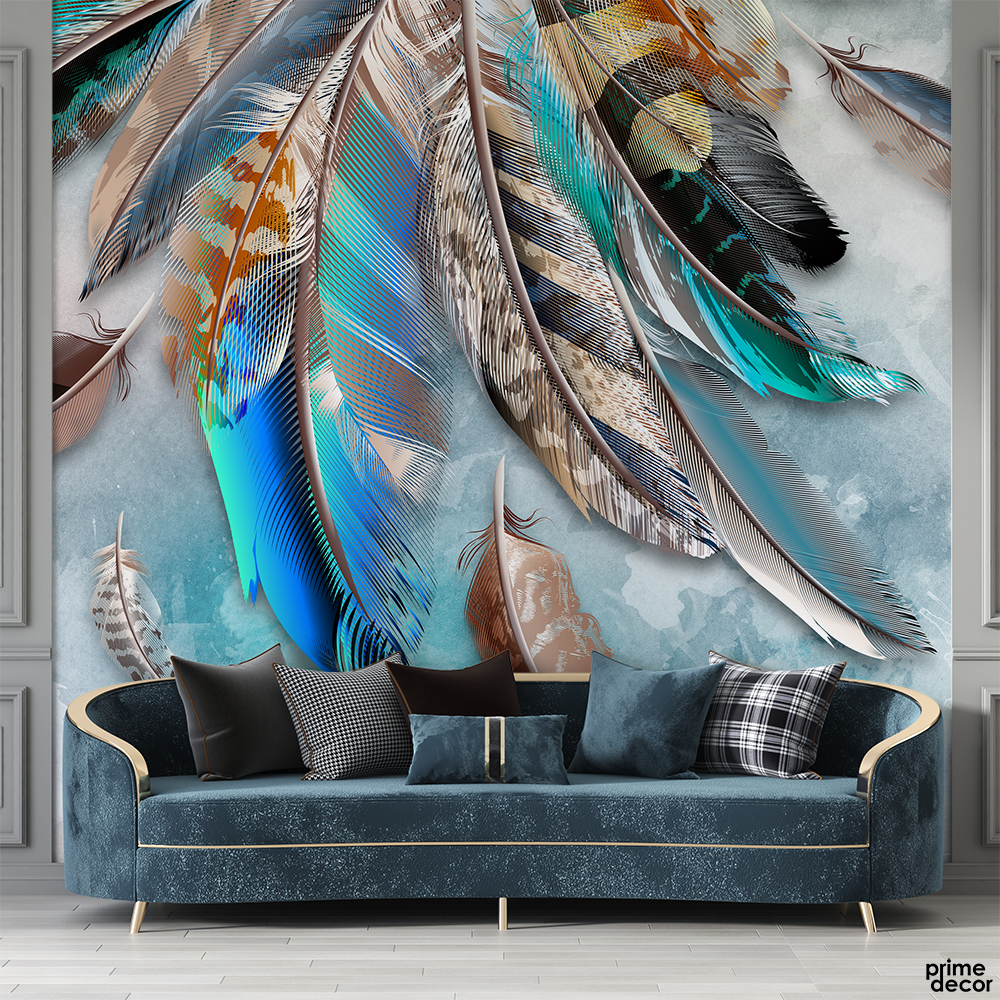 Colorful Feather Background | Wallpaper Mural - Prime Décor