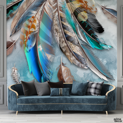 Colorful Feather Background | Wallpaper Mural - Prime Décor