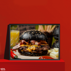 Black Tasty Burger | Fastfood Poster Wall Art - Prime Décor
