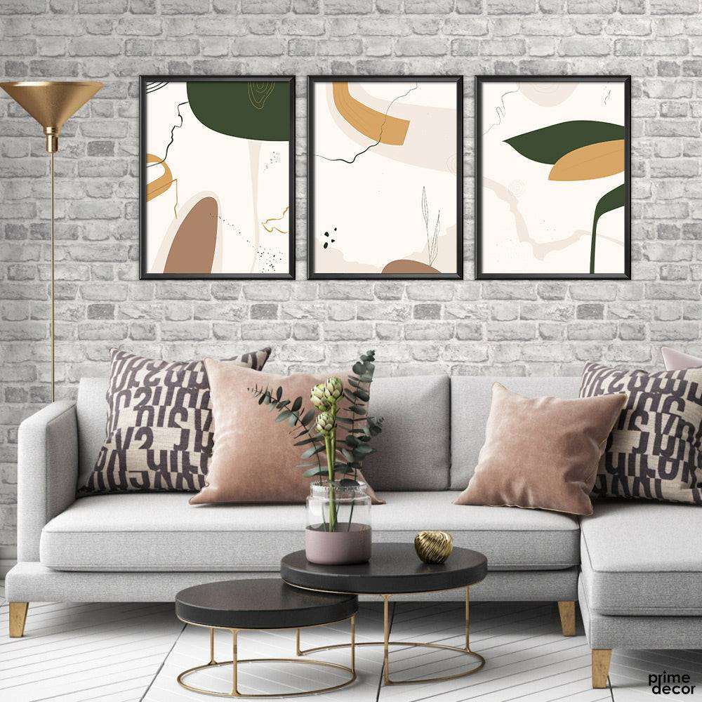 Abstract Earth Tone Pattern (3 Panel) Nordic Wall Art - Prime Décor