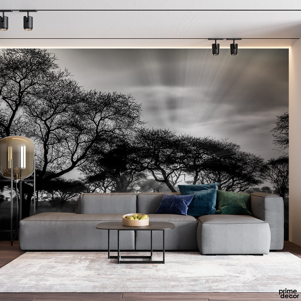 Grey Forest Wall Background | Forest Wallpaper Mural - Prime Décor