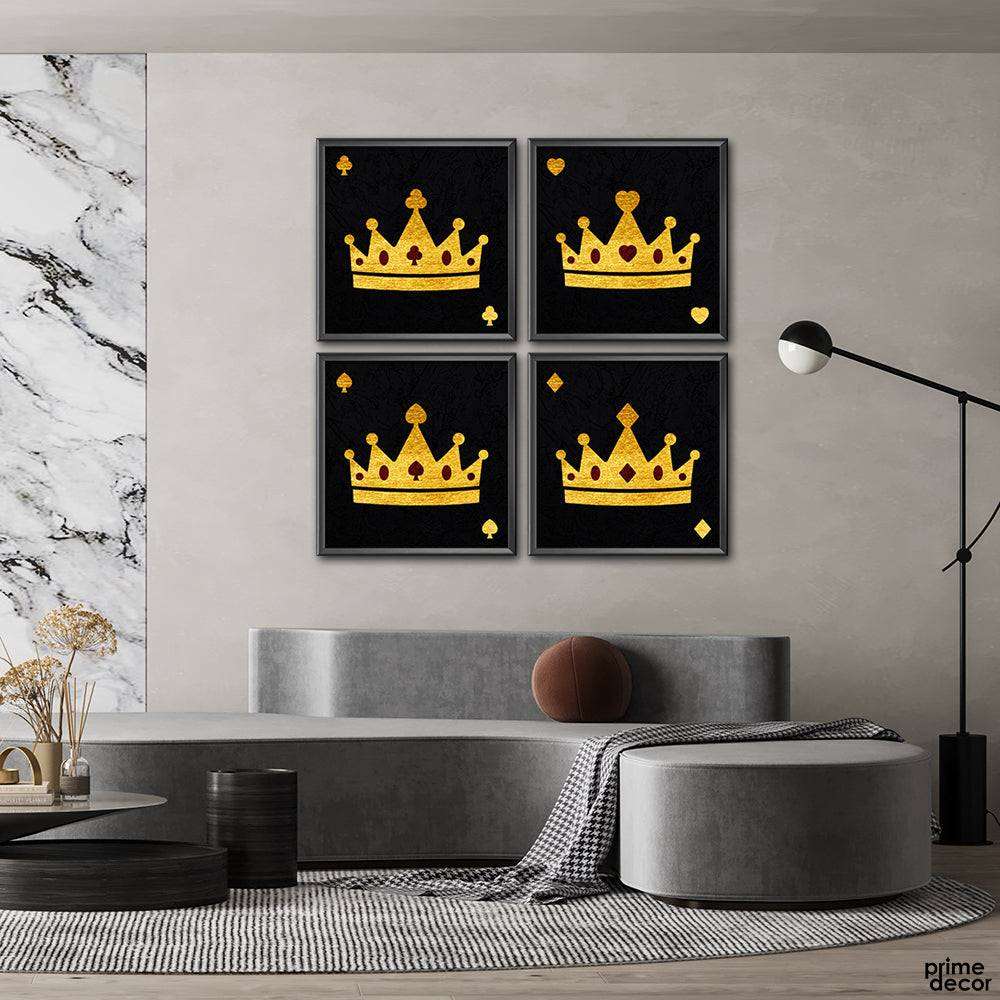 Black & Gold Foil Poker Signs (4 Panel) Games Wall Art - Prime Décor