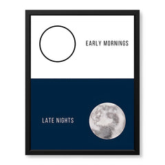 Blue & White Early Mornings Late Nights | Abstract Office Artwork #001