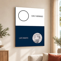Blue & White Early Mornings Late Nights | Abstract Office Artwork #001