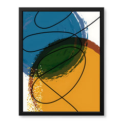 Sea Blue & Brown Abstract With Black Line | Abstract Office Artwork #0010