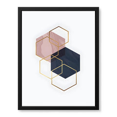 Blue & Beige Geometric Shapes Abstract Design | Abstract Office Artwork #00100