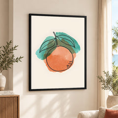 Orange & Green Paint Stroke Fruit Design | Abstract Food Artwork #00101