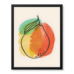 Orange Gold & Green Paint Stroke Fruit Design | Abstract Food Artwork #00102