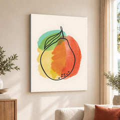 Orange Gold & Green Paint Stroke Fruit Design | Abstract Food Artwork #00102