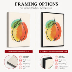 Orange Gold & Green Paint Stroke Fruit Design | Abstract Food Artwork #00102