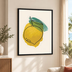 Gold & Green Paint Stroke Fruit Design | Abstract Food Artwork #00103