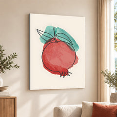 Red & Green Paint Stroke Fruit Design | Abstract Food Artwork #00104