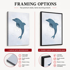 Blue Dolphin Over Silver Background | Abstract Animal Artwork #00107