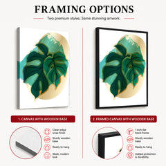 Green Tropical Leaves Over White & Hazel Background | Abstract Floral Artwork #00108