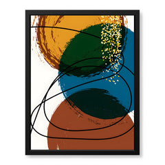 Blue Gold & Brown Abstract With Black Line | Abstract Office Artwork #0011