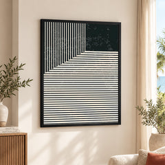 Beautiful Black Linear Design Over Black Background | Abstract Office Artwork #00113