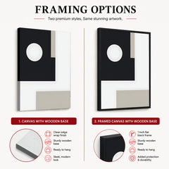 Beautiful Black & Grey Design With White Moon Shape | Abstract Office Artwork #00114