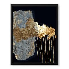 Dark Blue Grey & Gold Metallic Design | Abstract Office Artwork #0012