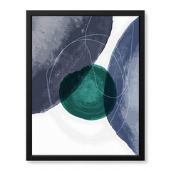 Dark Blue & Green Abstract Design Over White Background | Abstract Office Artwork #00121