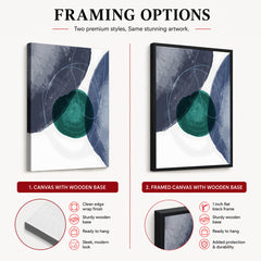 Dark Blue & Green Abstract Design Over White Background | Abstract Office Artwork #00121
