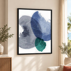 Black Blue & Green Abstract Design Over White Background | Abstract Office Artwork #00122