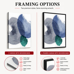 Black Blue & Green Abstract Design Over White Background | Abstract Office Artwork #00122