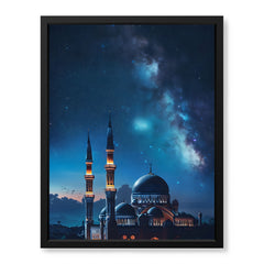 Beautiful Mosque In A Starry Night View | Abstract Islamic Artwork #00123