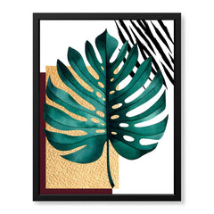 Beautiful Tropical Leave Over White & Black Background | Abstract Floral Artwork #00124