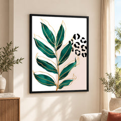 Beautiful Tropical Leave Over White & Black Background | Abstract Floral Artwork #00125