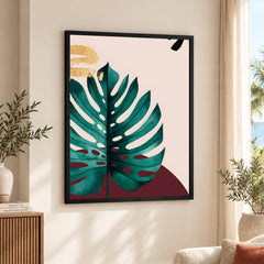 Beautiful Tropical Leave Over Beige Background | Abstract Floral Artwork #00127