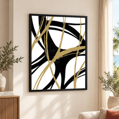 Black & Brown Abstract Design Over White Background | Abstract Office Artwork #00135