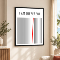 I Am Different Motivational Black & White Art Design | Abstract Motivational Artwork #00136