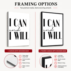 I Can & I Will Motivational Black & White Art Design | Abstract Motivational Artwork #00137