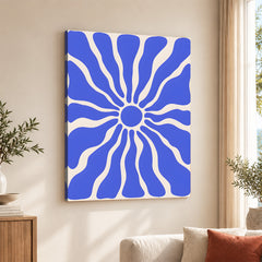 Tealish Blue Abstract Design Over Beige Background | Abstract Office Artwork #00142