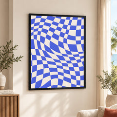 Tealish Blue Abstract Design Over Beige Background | Abstract Office Artwork #00143