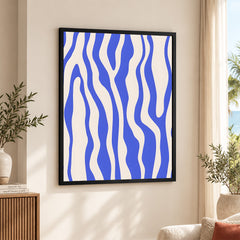 Tealish Blue Abstract Design Over Beige Background | Abstract Office Artwork #00144