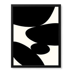 Black Stone Shape Design Over White Beige Background | Abstract Office Artwork #00147