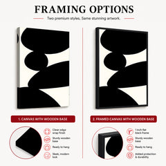 Black Stone Shape Design Over White Beige Background | Abstract Office Artwork #00148