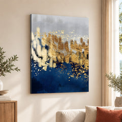 Blue Gold & Grey Abstract Art Design | Abstract Office Artwork #00158