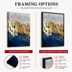 Blue Gold & Grey Abstract Art Design | Abstract Office Artwork #00158